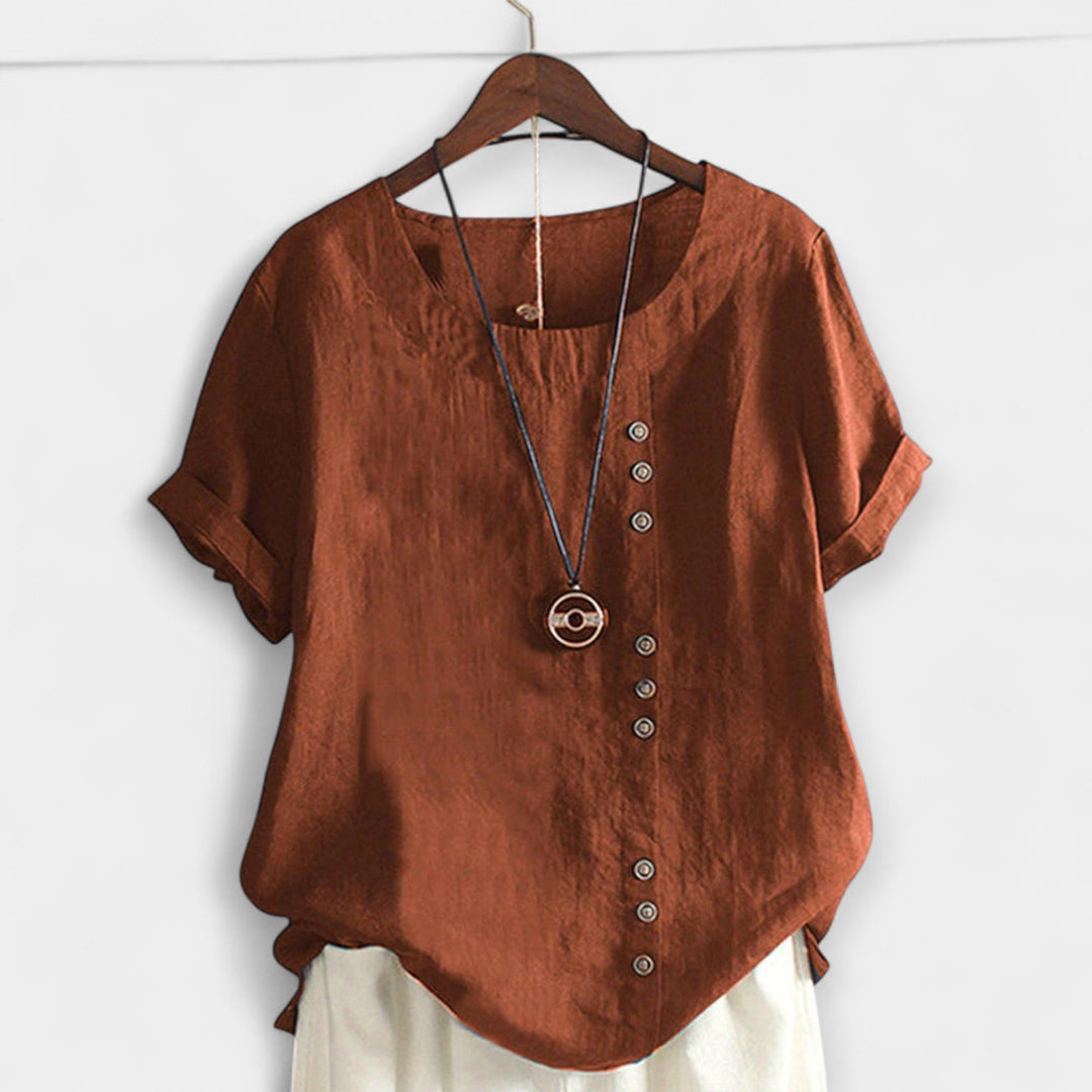 Short-Sleeved Blouse with Buttons