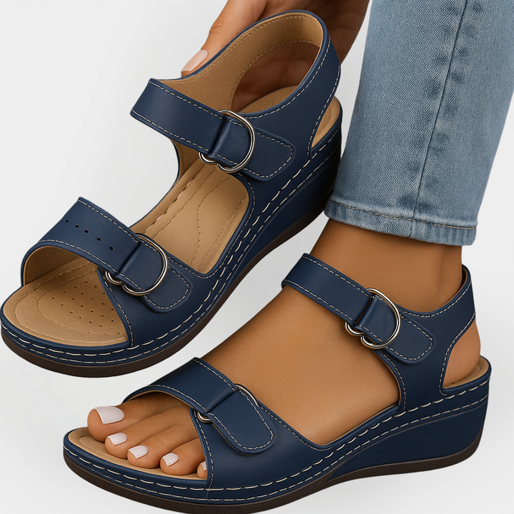 Orthopaedic Leather Sandals with Heel