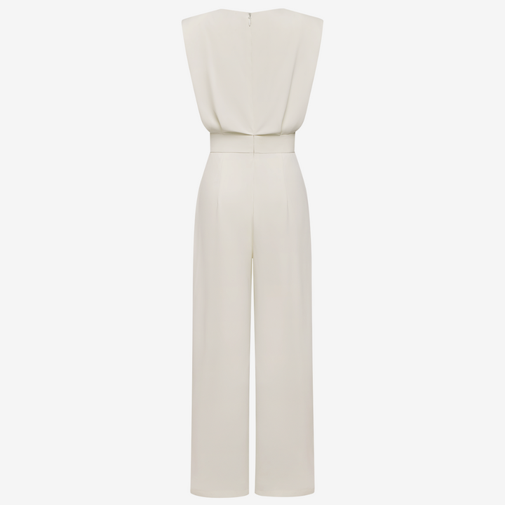 Tailored Sleeveless Jumpsuit with Pleated Detail