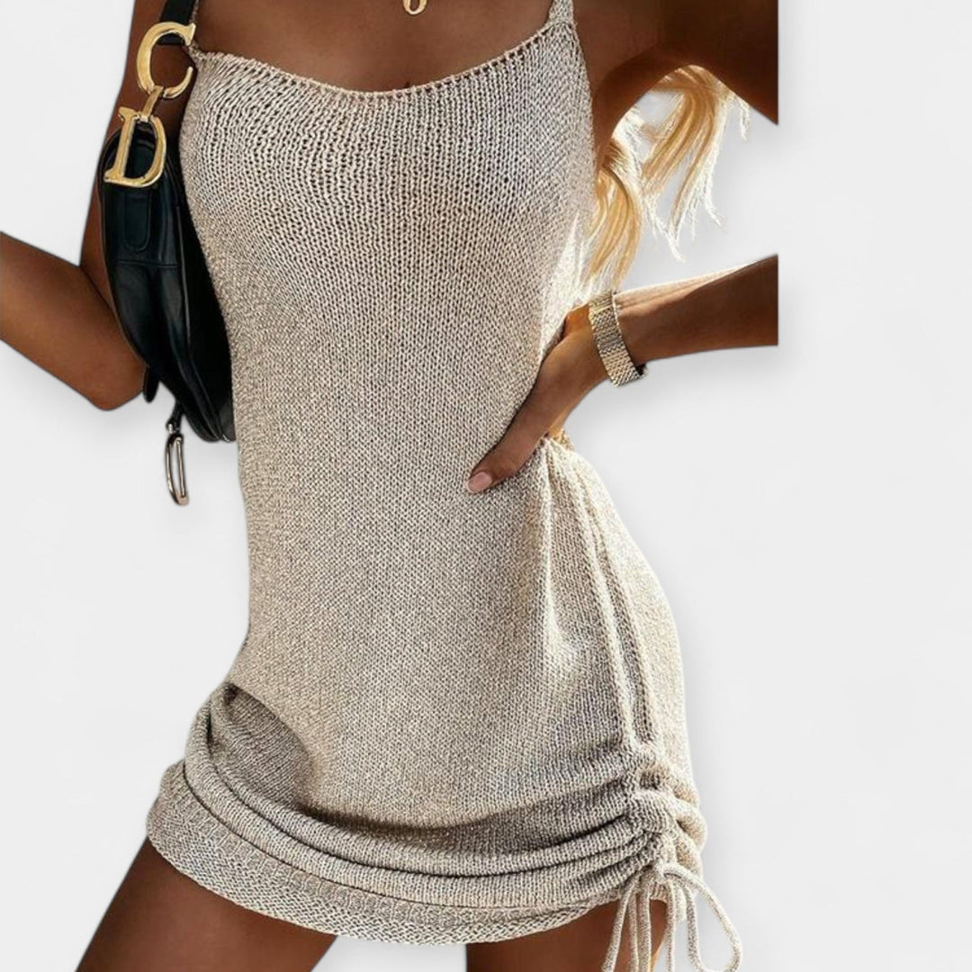 Sleeveless Knitted Dress with Belt