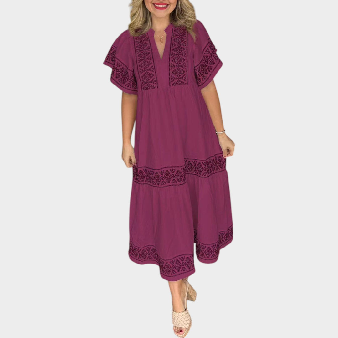 Embroidered Boho Midi Dress