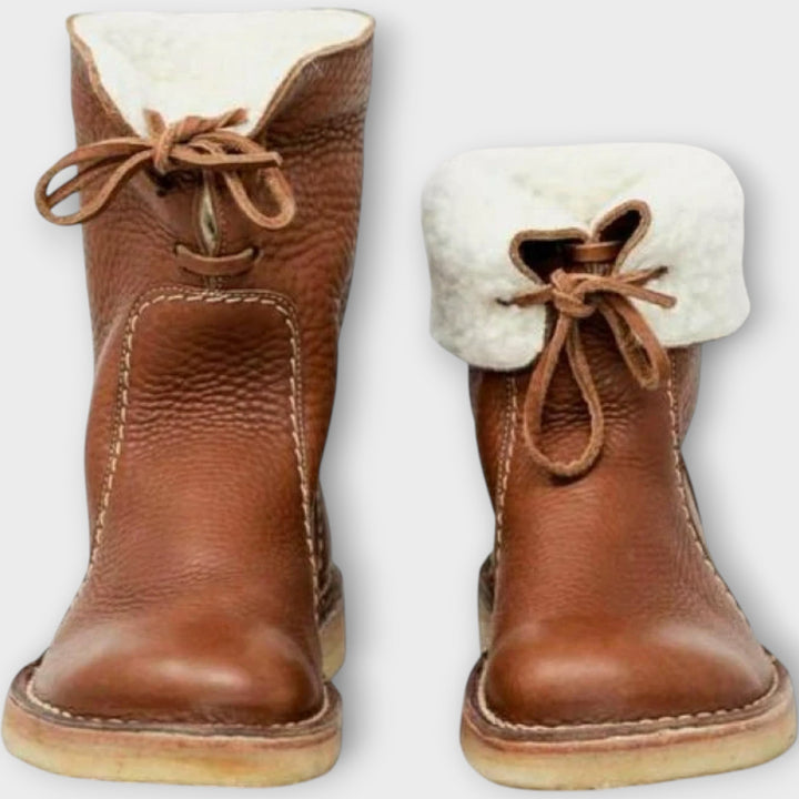 Fur-Lined Leather Winter Boots