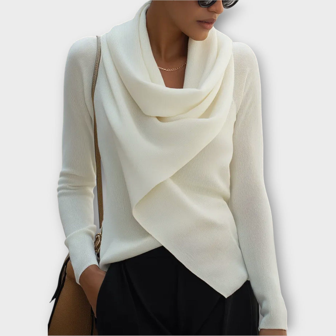 Draped Cowl Knit Top