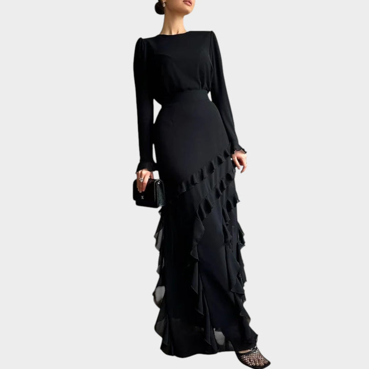 Elegant Ruffle Hem Maxi Dress