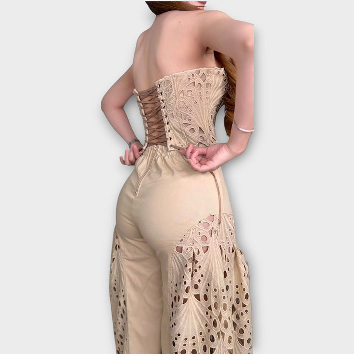 Elegant Cutout Lace Two-Piece Set