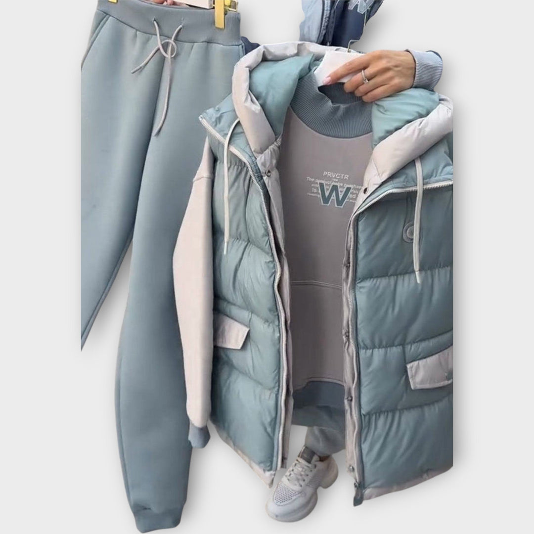 Cozy 3-Piece Winter Set – Turtleneck, Gilet & Trousers