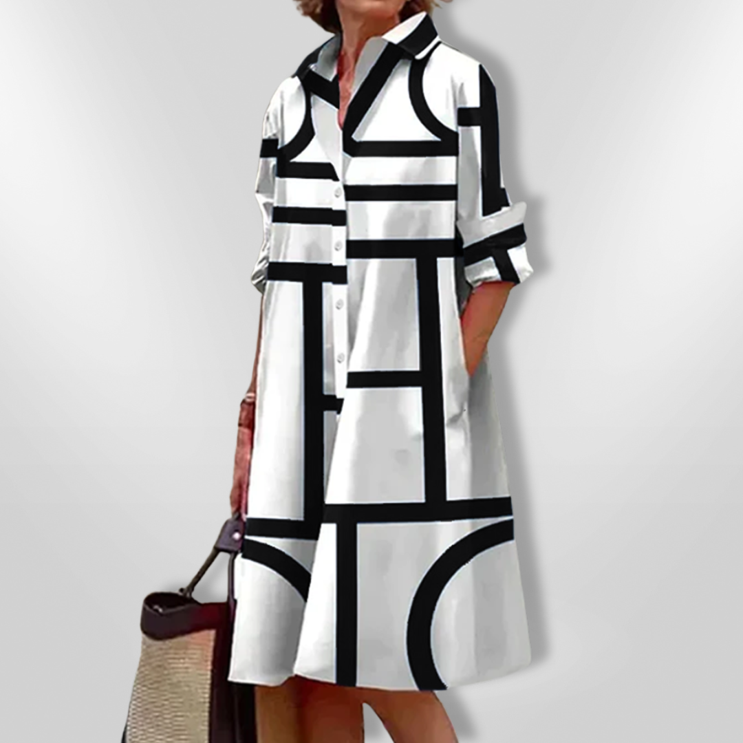 Midi Dress with Geometric Pattern