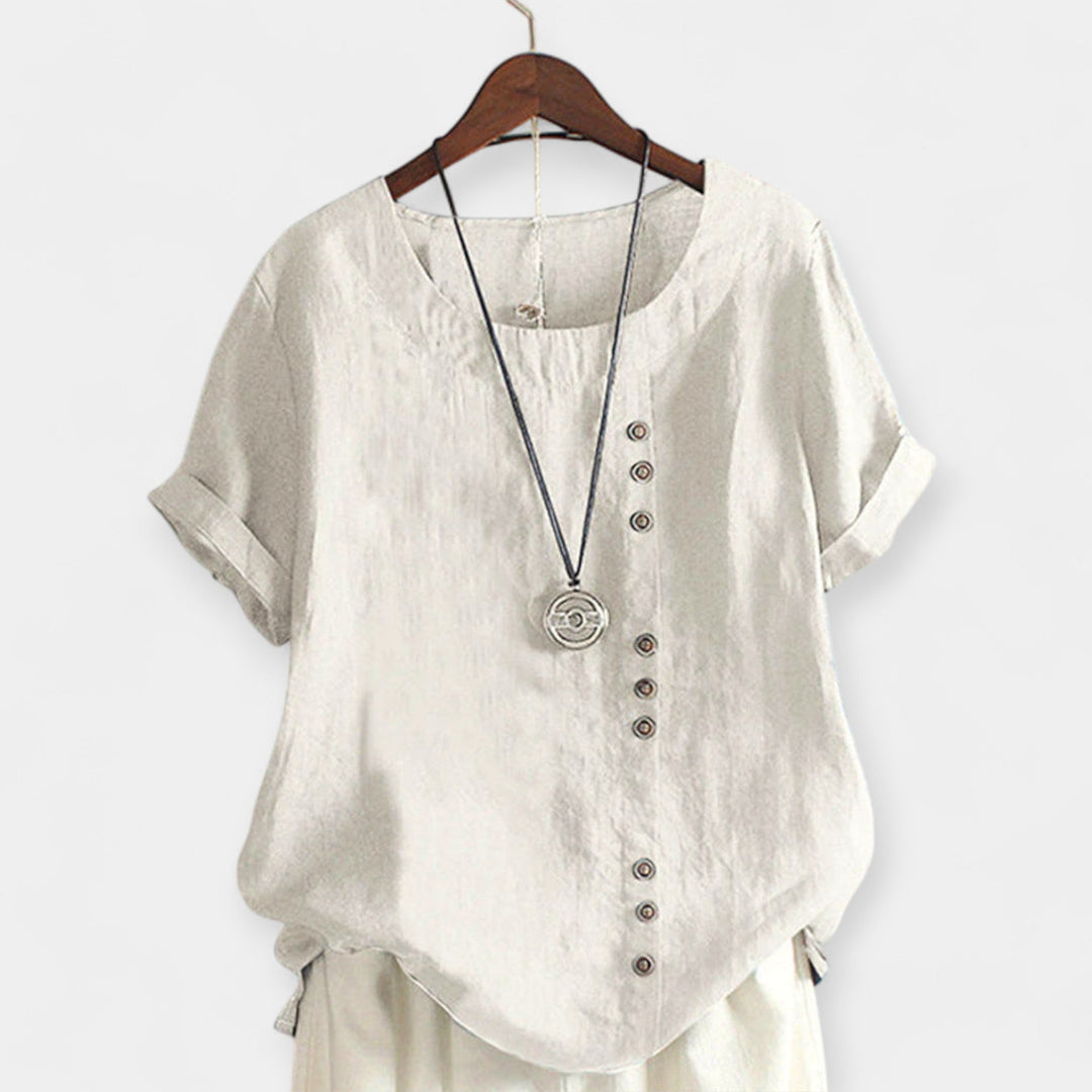 Short-Sleeved Blouse with Buttons