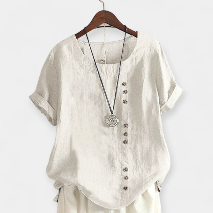 Short-Sleeved Blouse with Buttons