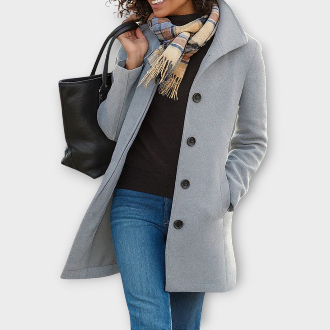 Sophisticated Button-Front Mid-Length Coat
