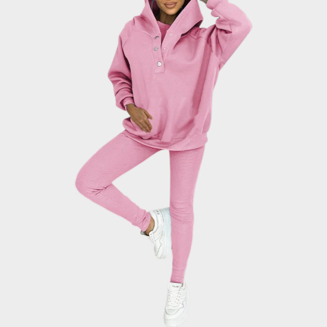 Trendy Button-Collar Lounge Set