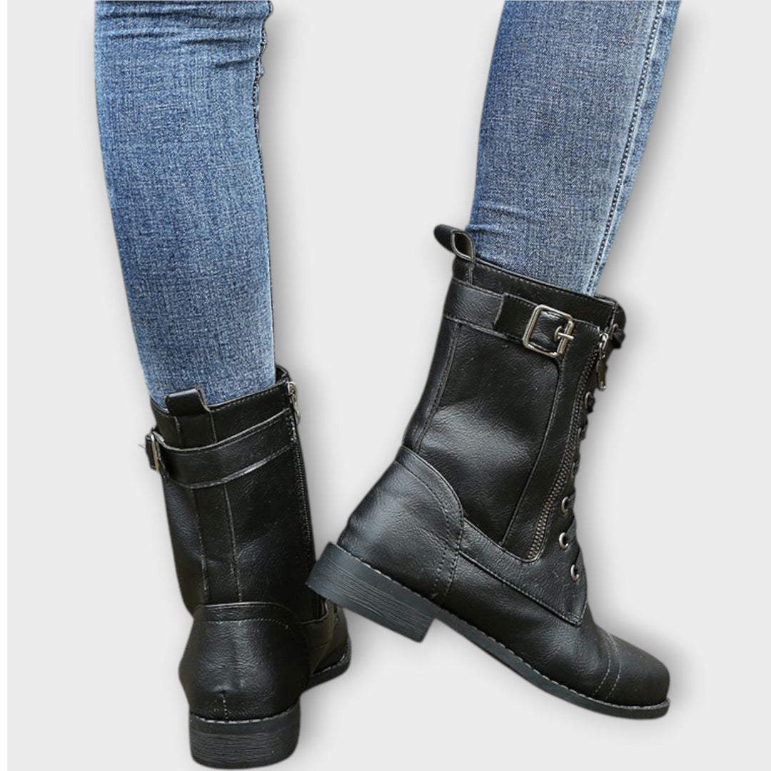 Classic Lace-Up Leather Ankle Boots