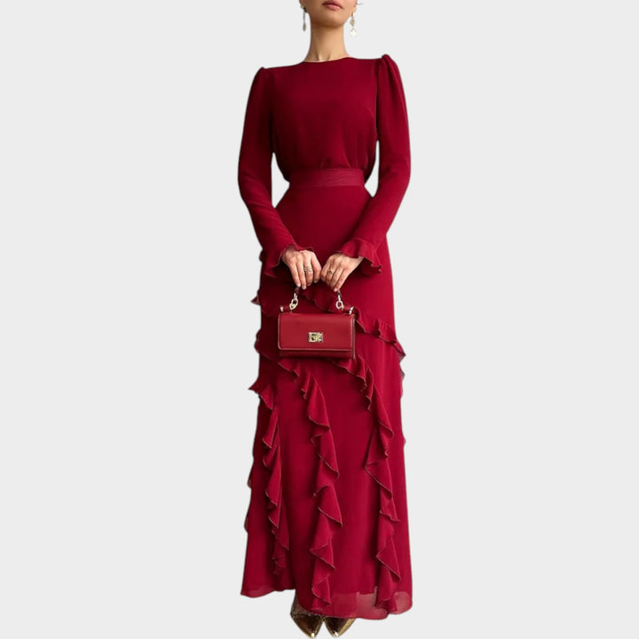 Elegant Ruffle Hem Maxi Dress