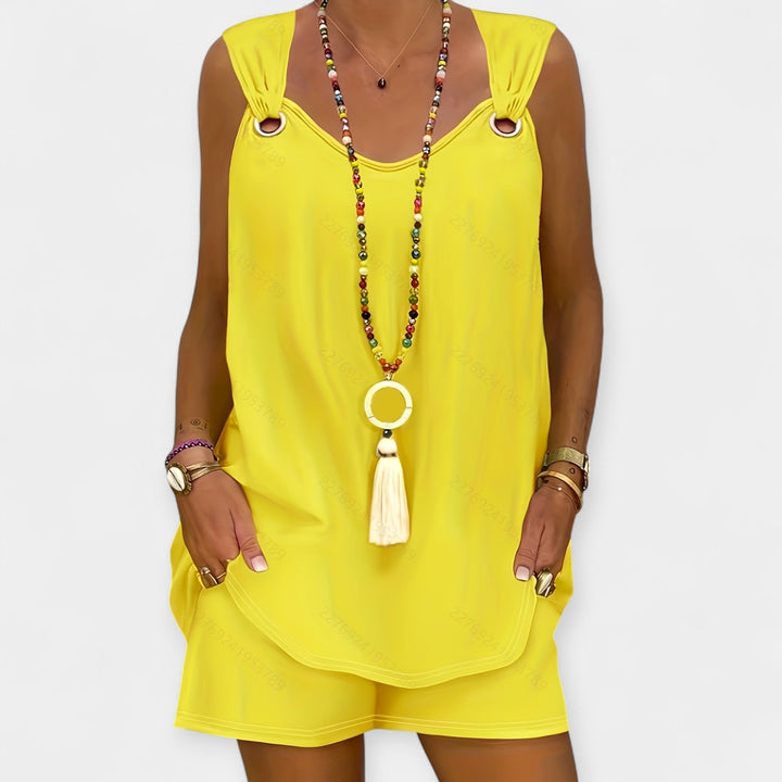 Sleeveless Blouse Set with Shorts