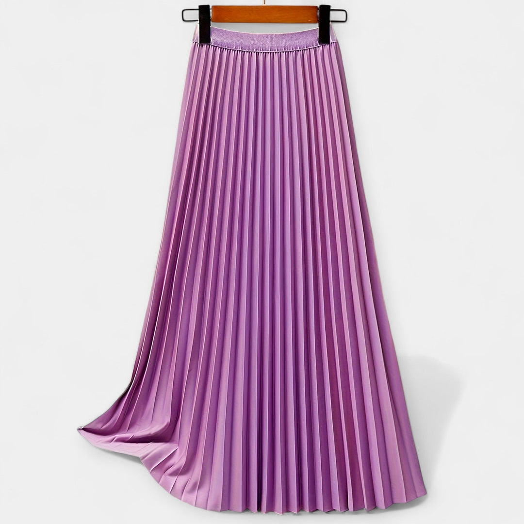 Long Pleated Satin Skirt