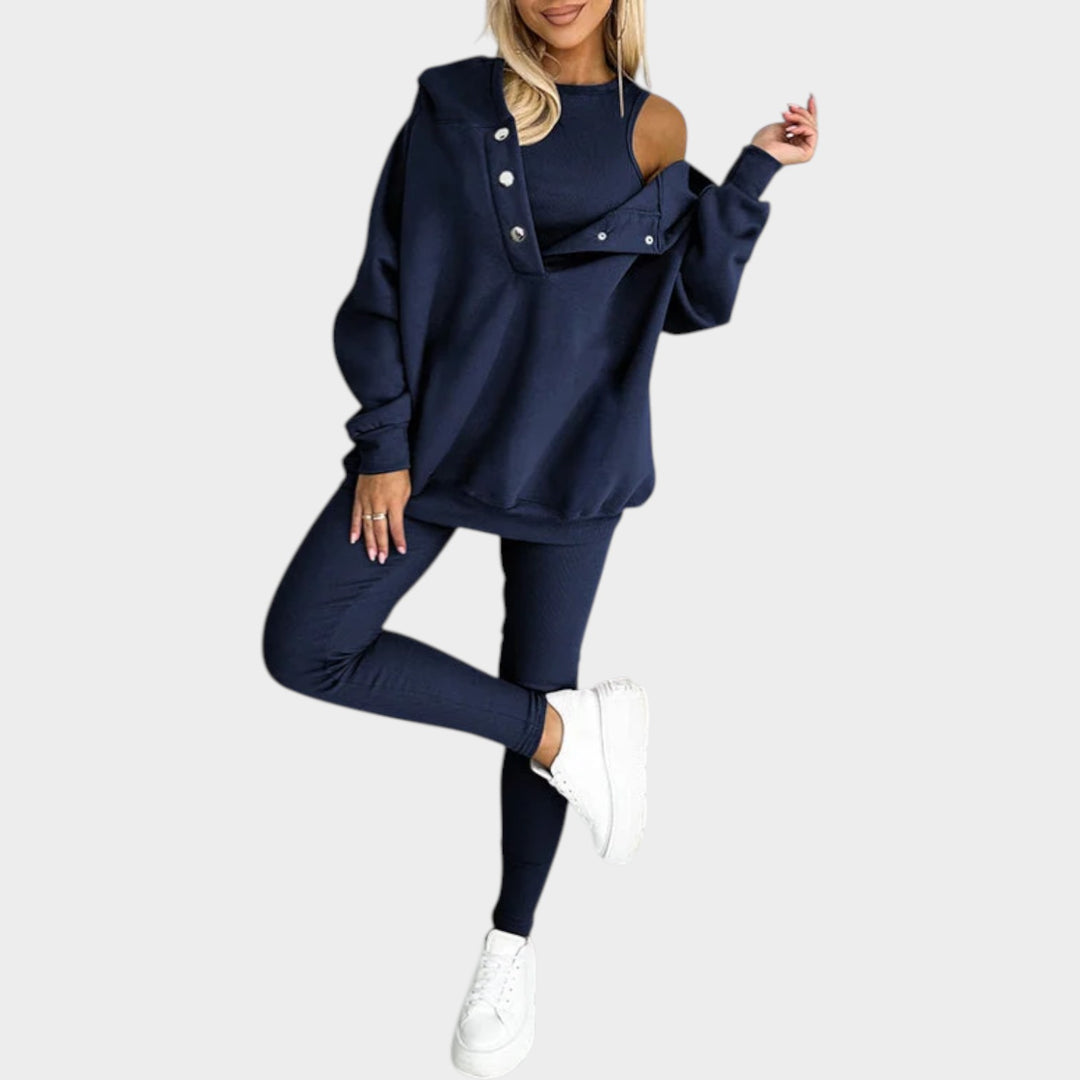 Trendy Button-Collar Lounge Set