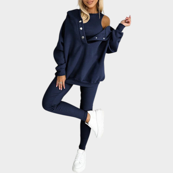 Trendy Button-Collar Lounge Set