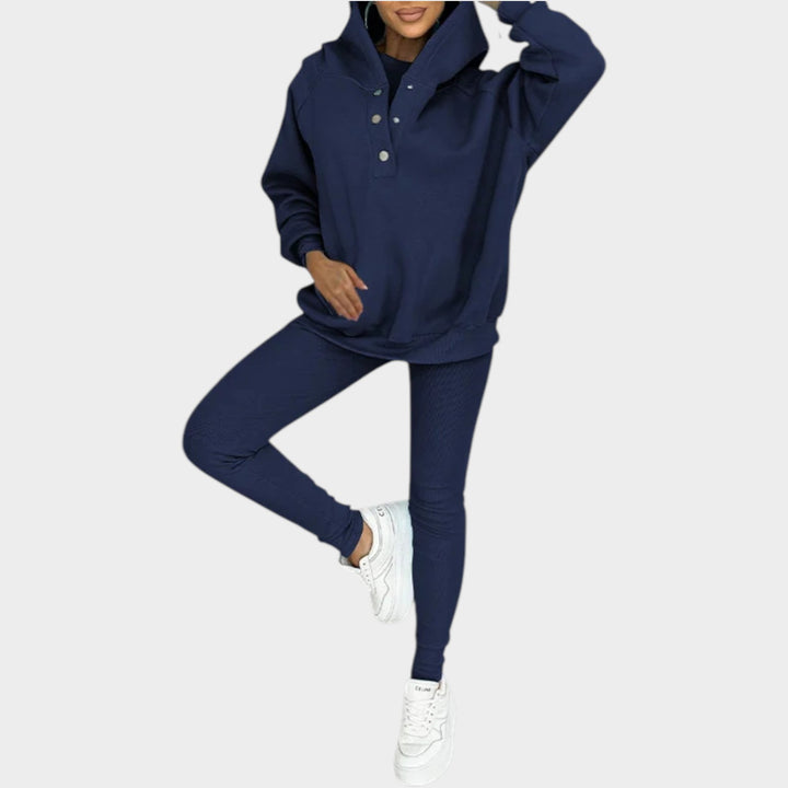 Trendy Button-Collar Lounge Set