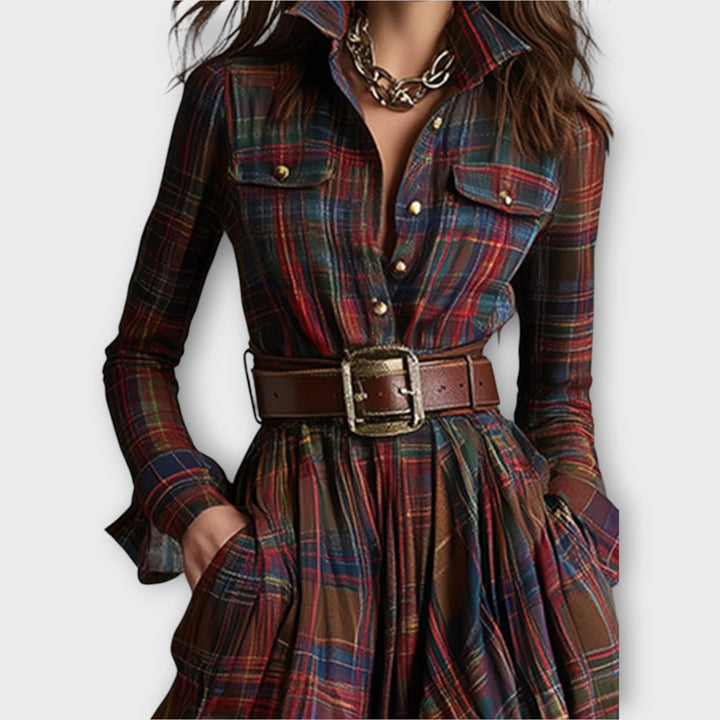 Retro Plaid Maxi Dress