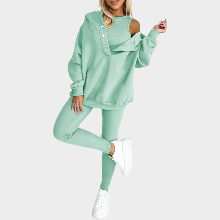 Trendy Button-Collar Lounge Set
