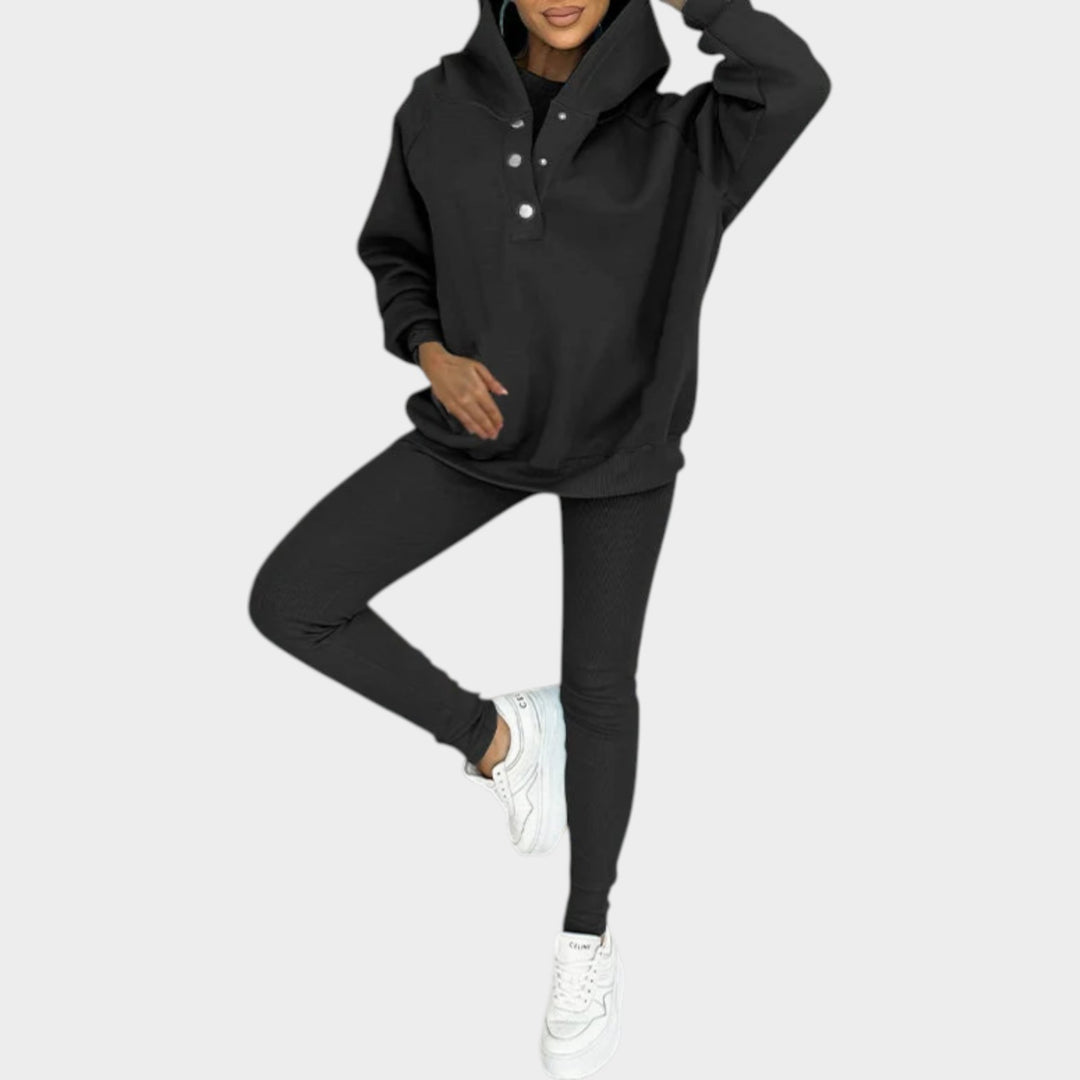 Trendy Button-Collar Lounge Set