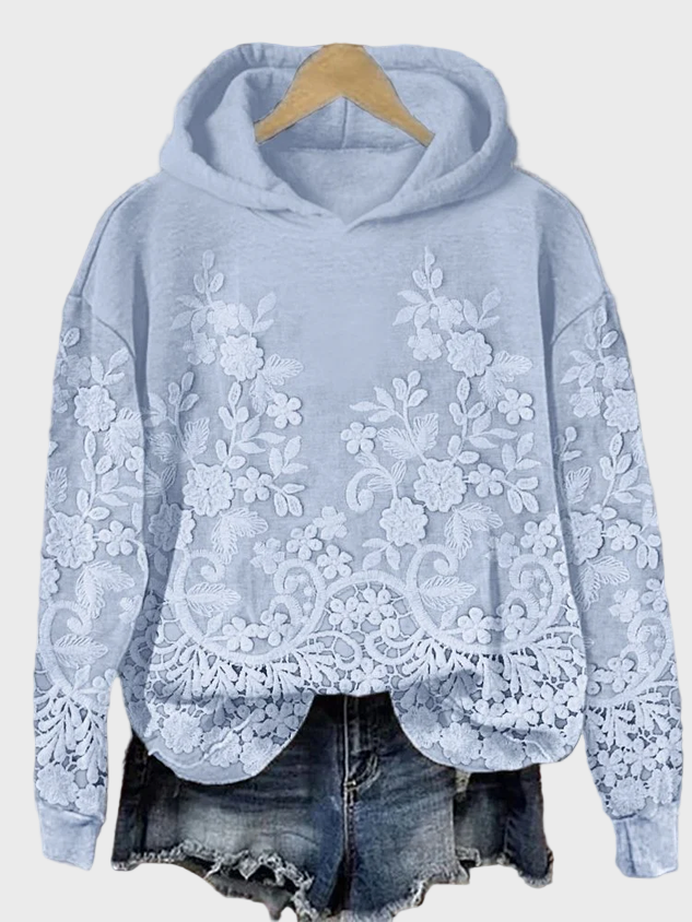 Casual Hoodie with 3D Floral Design