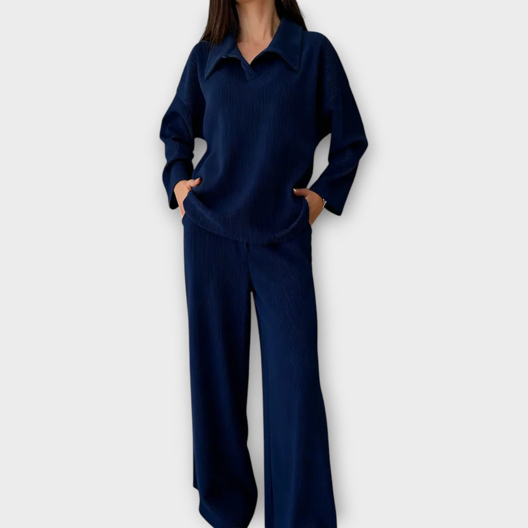 Relaxed Collared Knit Set