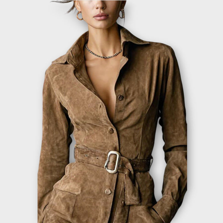 Vintage Suede Belted Mini Dress