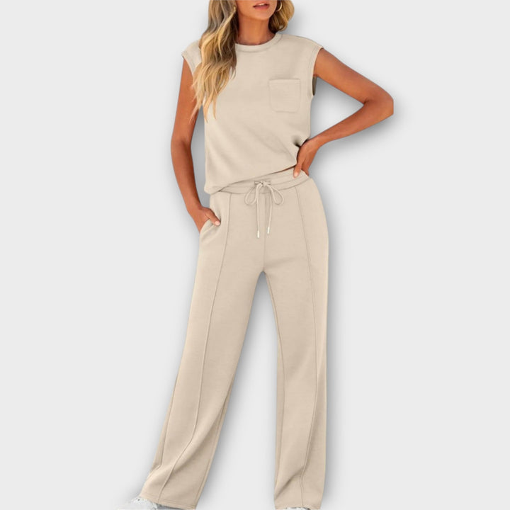 Sleeveless Top and Trouser Set with Drawstring