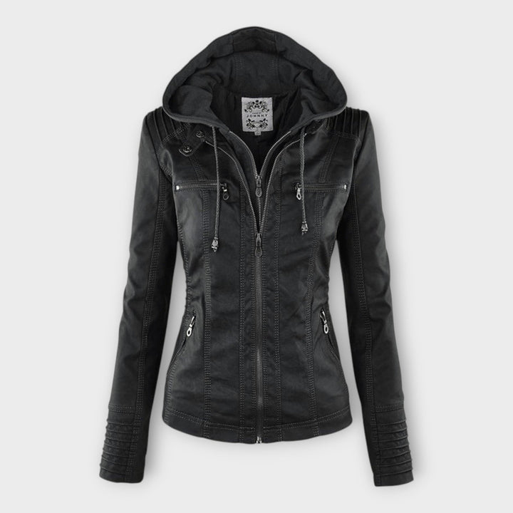 Modern Leather Jacket with Hood and Timeless Design