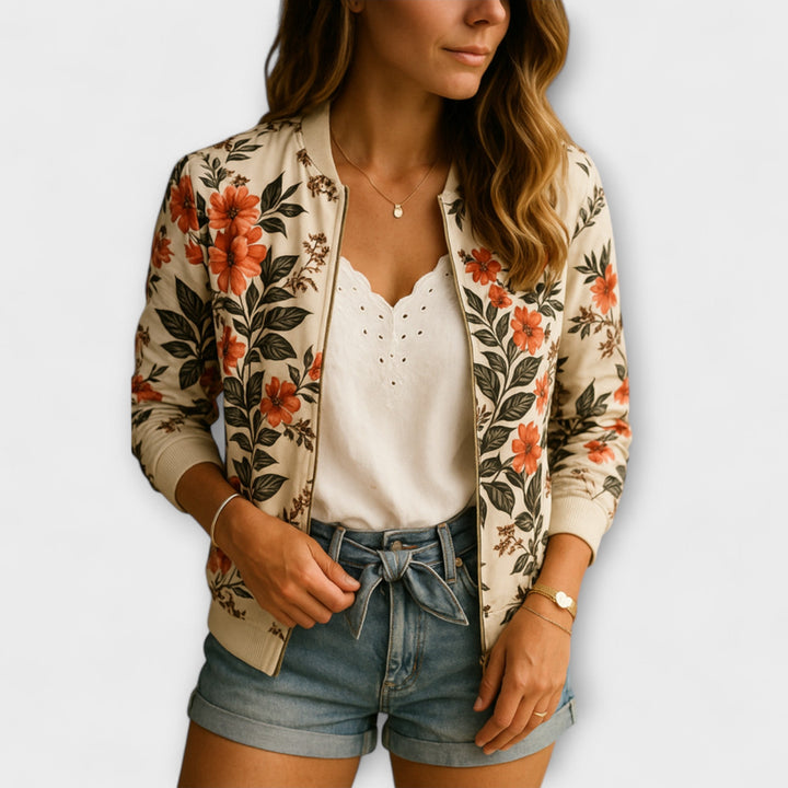 Kaelin - Stylish Bomber Jacket with Flowers