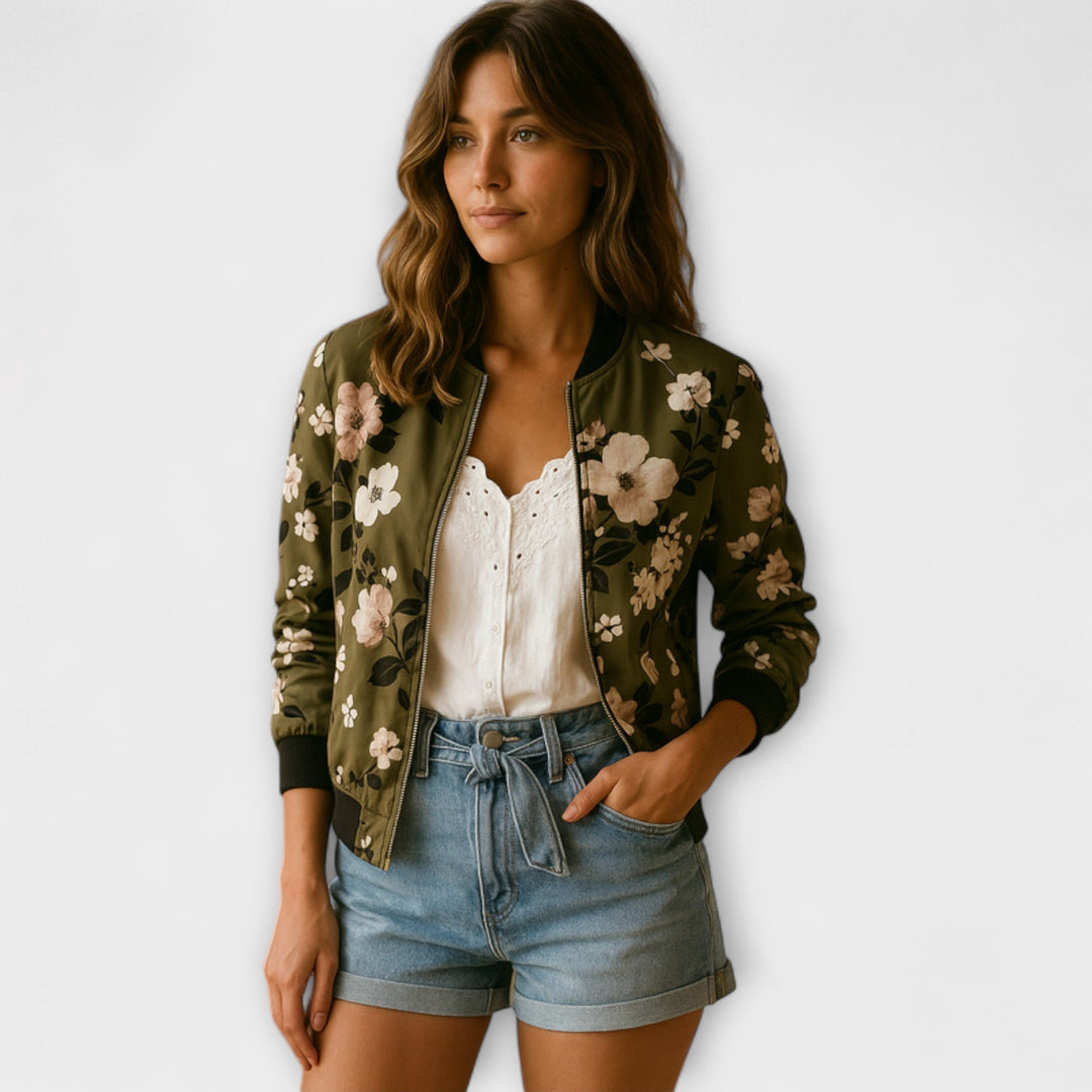 Kaelin - Stylish Bomber Jacket with Flowers