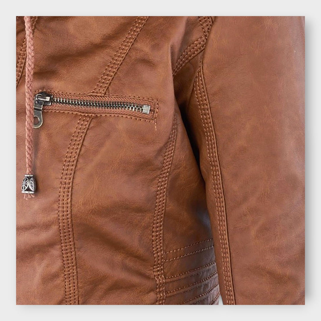 Modern Leather Jacket with Hood and Timeless Design