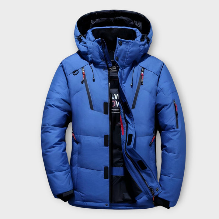 Men’s Winter Parka with Hood and Multi-Pocket Design