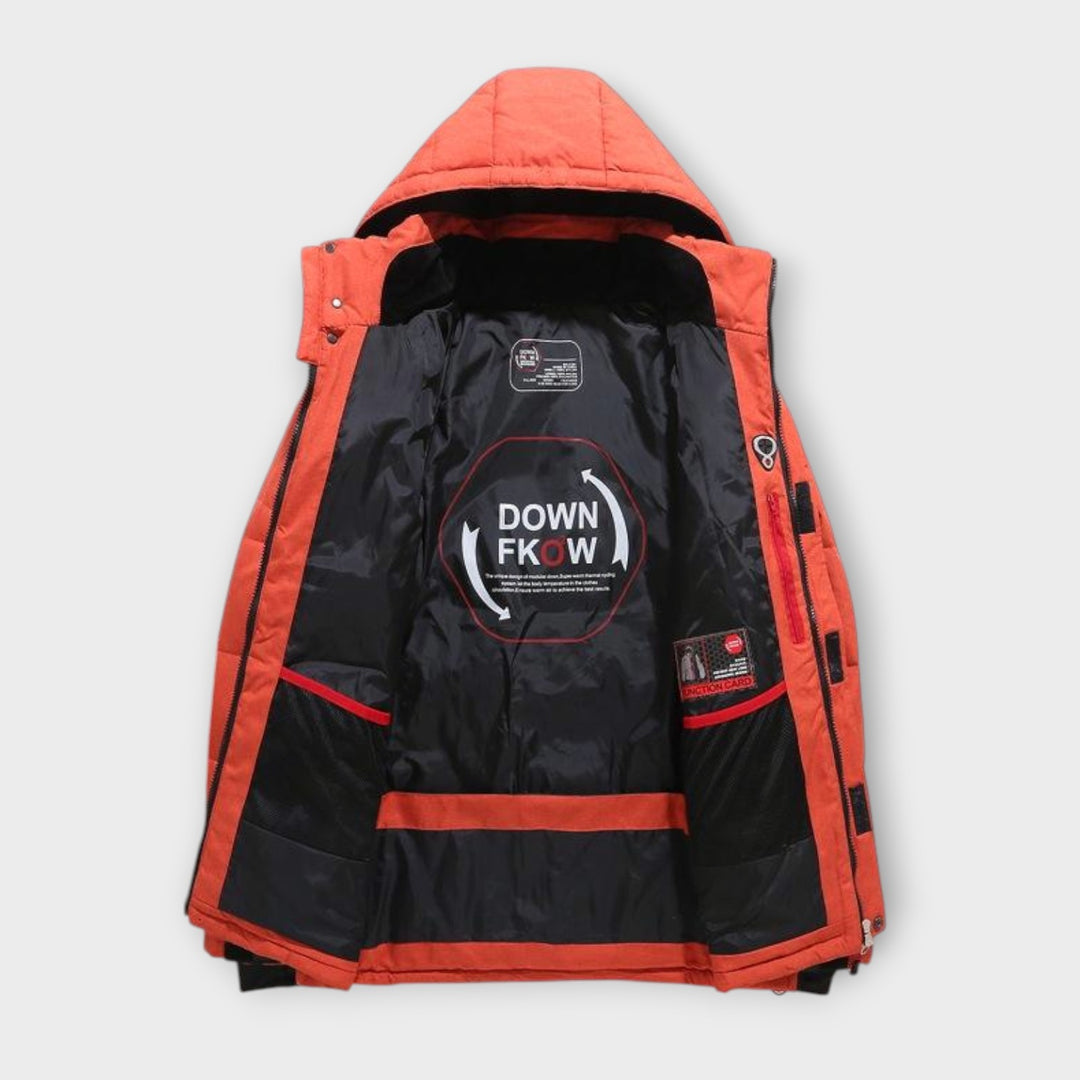 Men’s Winter Parka with Hood and Multi-Pocket Design