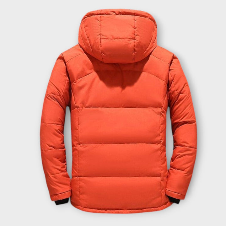 Men’s Winter Parka with Hood and Multi-Pocket Design