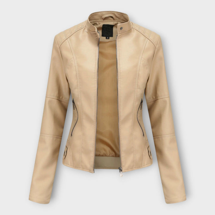 Elegant Leather Jacket with Modern Lines and Timeless Aesthetic