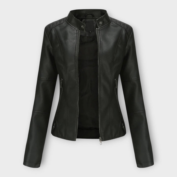 Elegant Leather Jacket with Modern Lines and Timeless Aesthetic