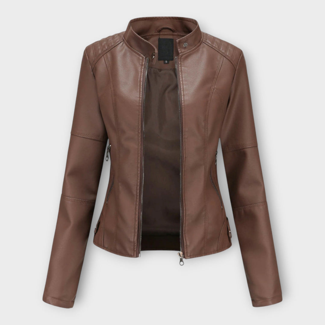 Elegant Leather Jacket with Modern Lines and Timeless Aesthetic
