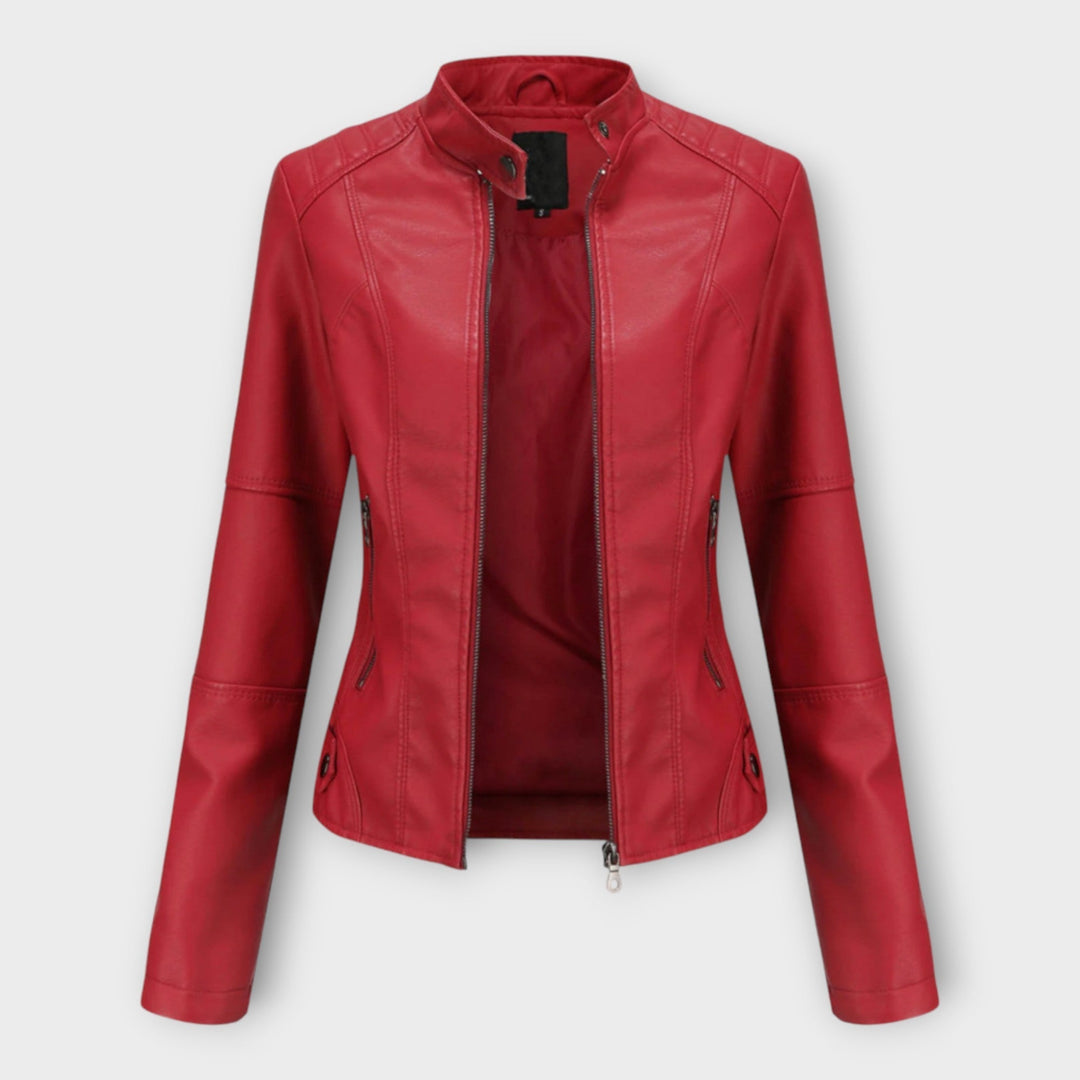 Elegant Leather Jacket with Modern Lines and Timeless Aesthetic