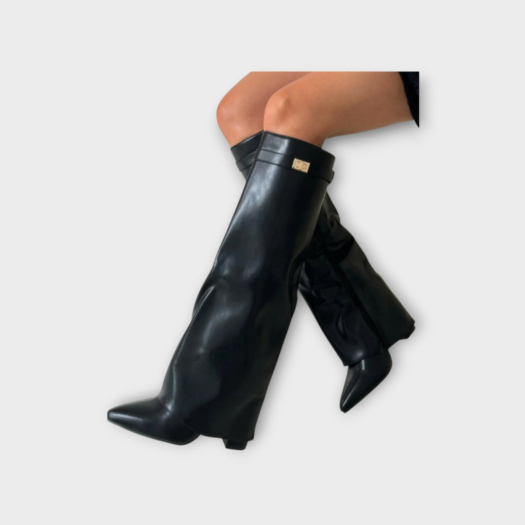 Women’s Suede Boots with Gold Accent