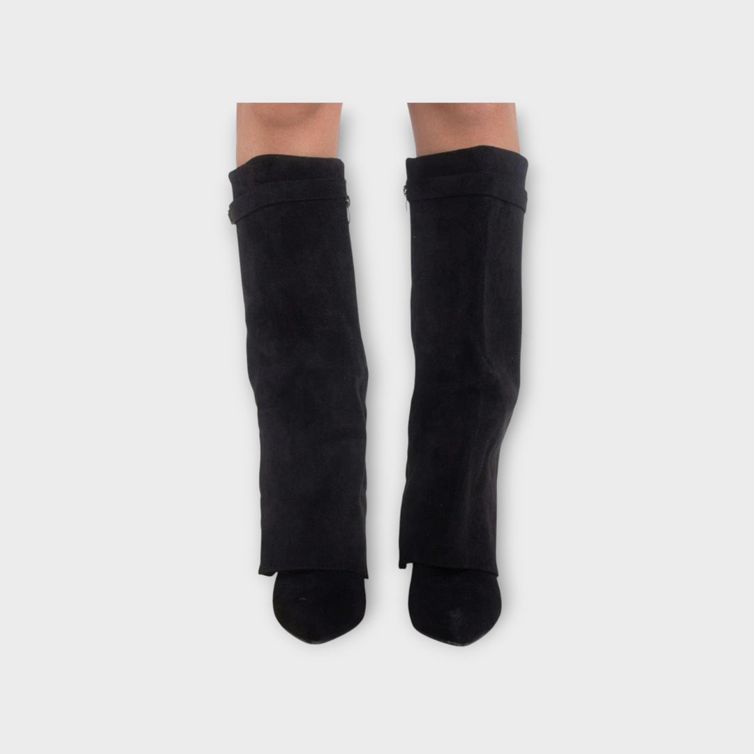 Women’s Suede Boots with Gold Accent