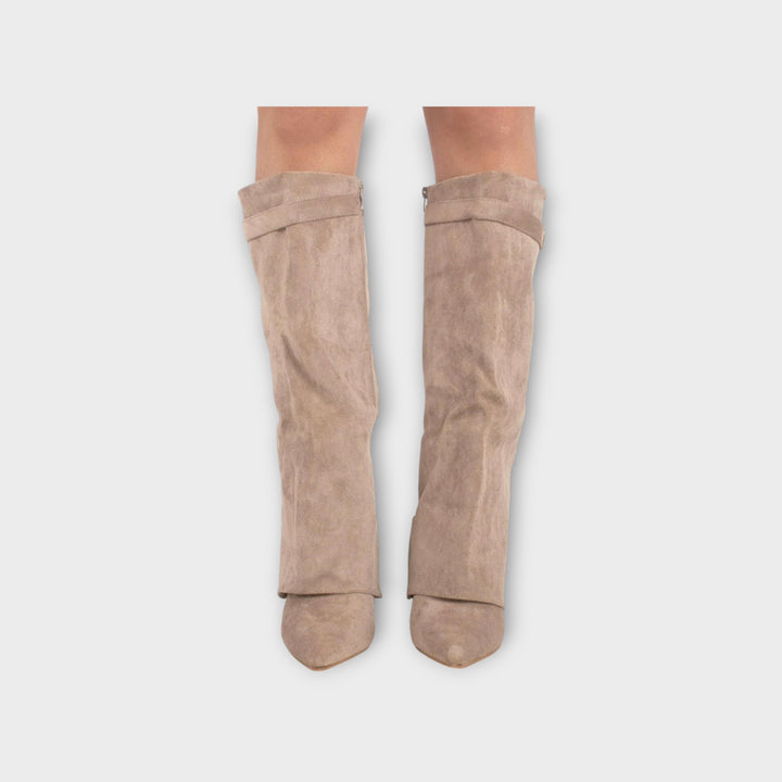 Women’s Suede Boots with Gold Accent