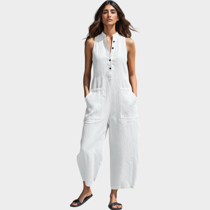 Sleeveless Button‑Front Jumpsuit