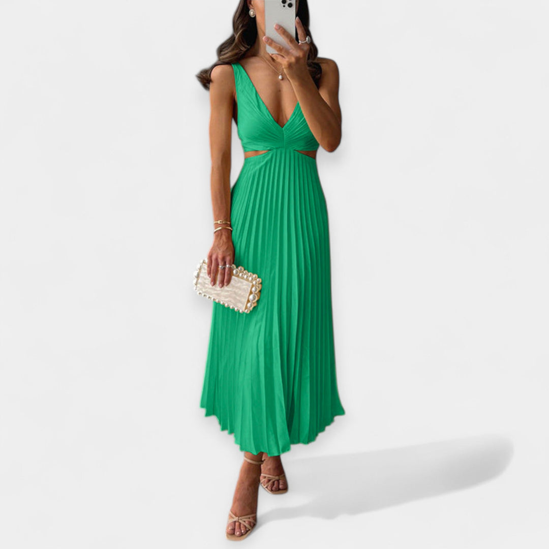 Maxi Dress with Pleated Design