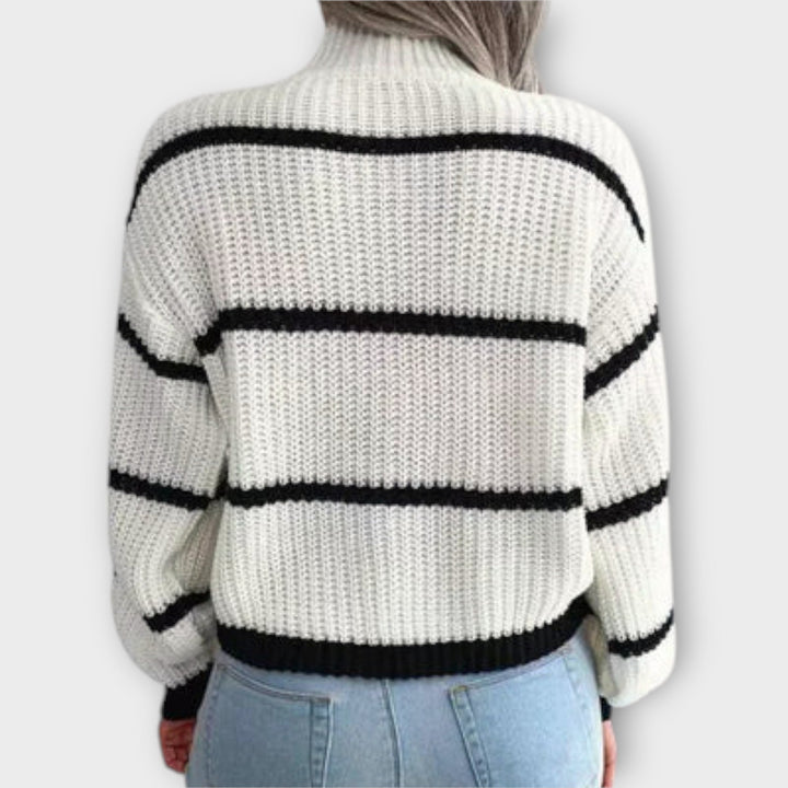 Chavala - Roll Neck Sweater with Stripes