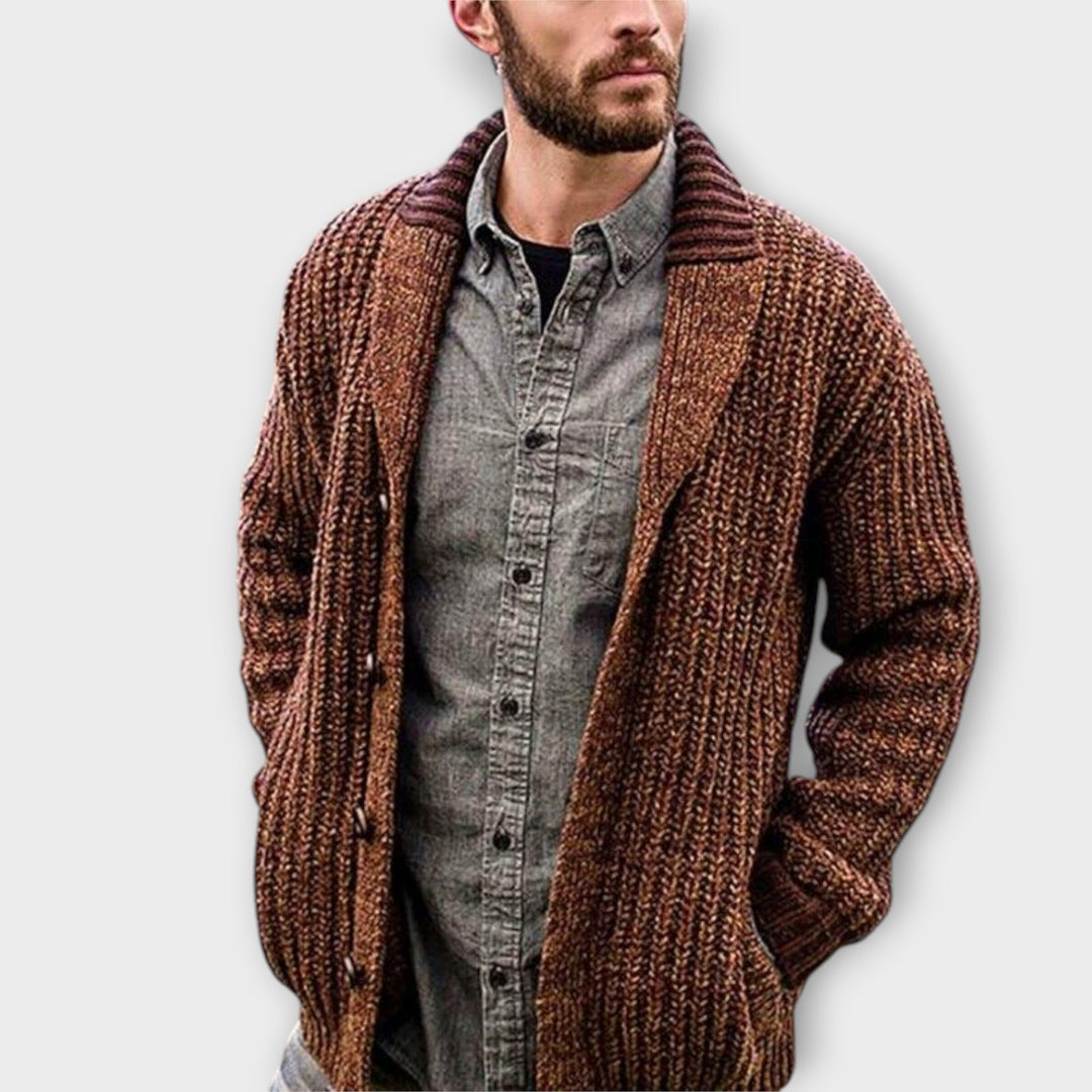 Men’s Open-Front Knit Cardigan with Relaxed Fit