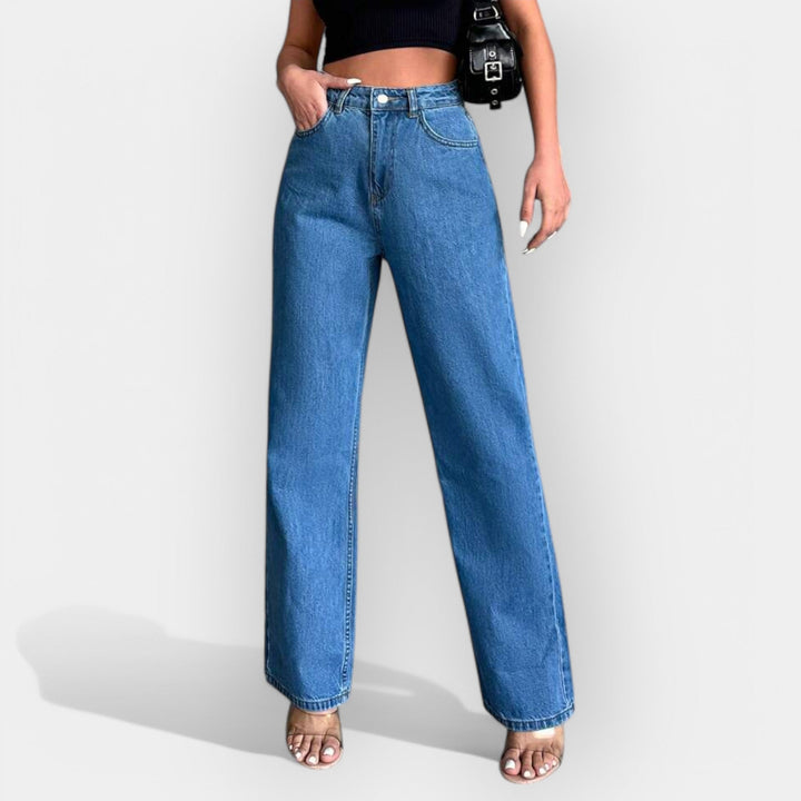 High-Waisted Jeans with a Comfortable Wide Fit