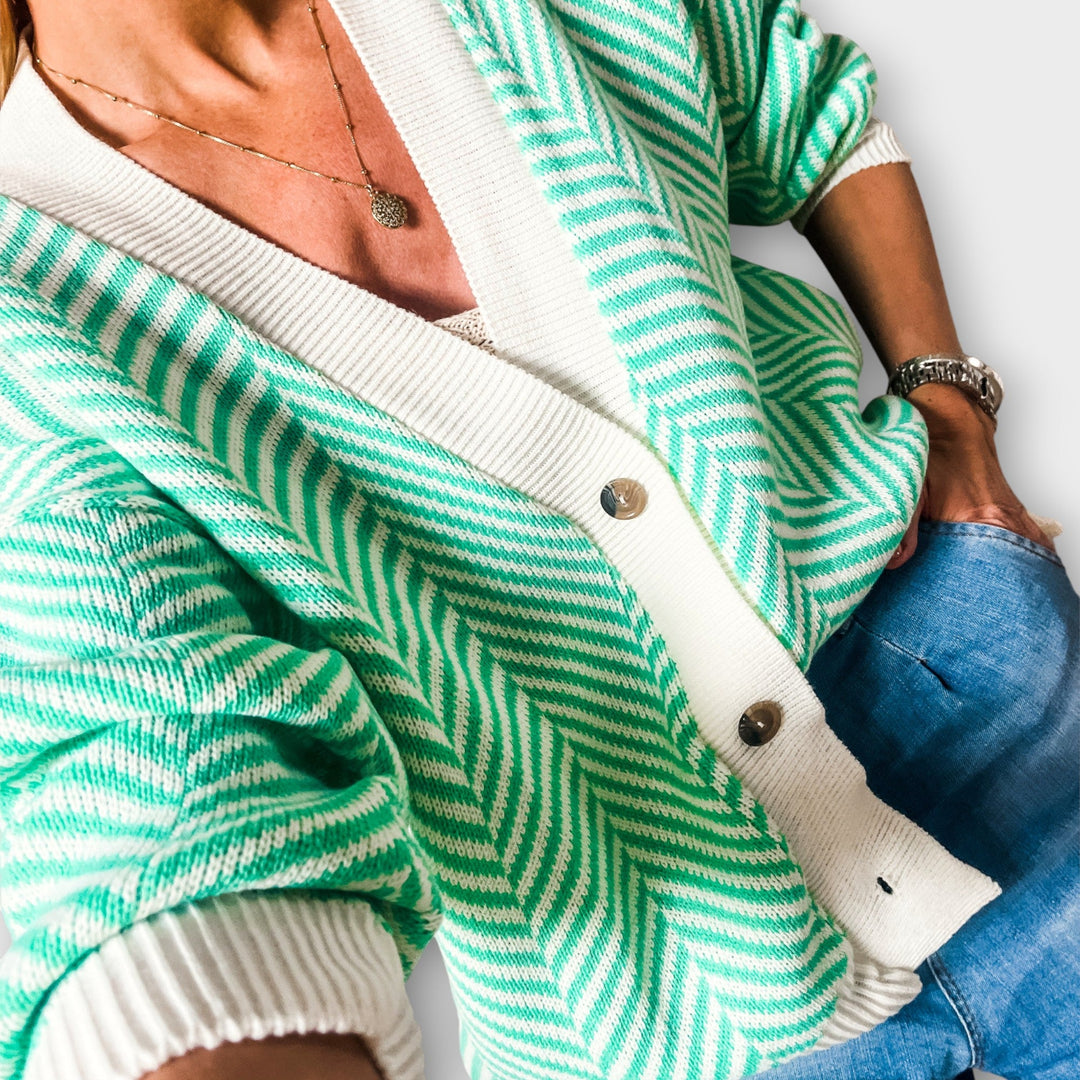 Chevron Knit Button Cardigan