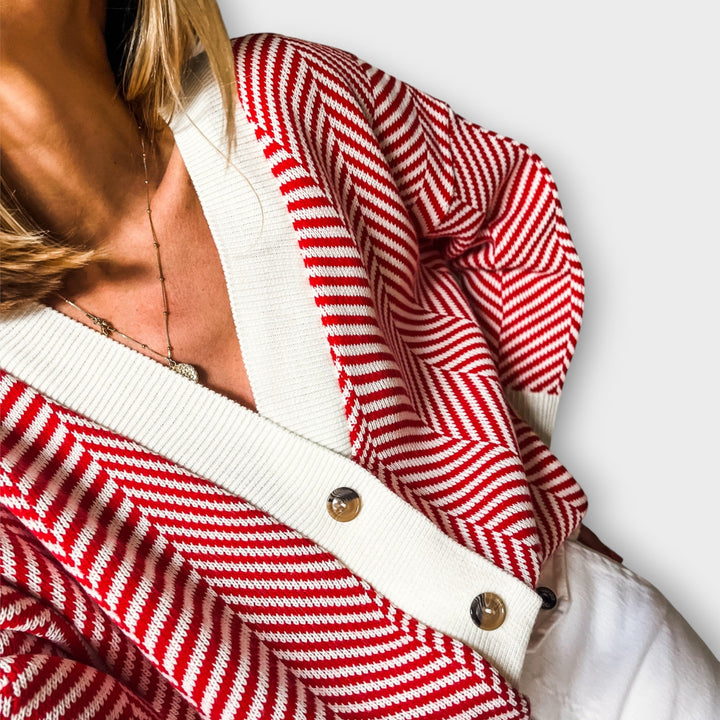 Chevron Knit Button Cardigan